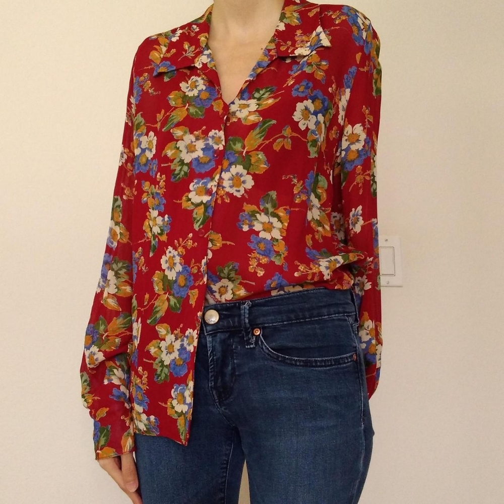 Monterey Bay Floral Button-down Blouse